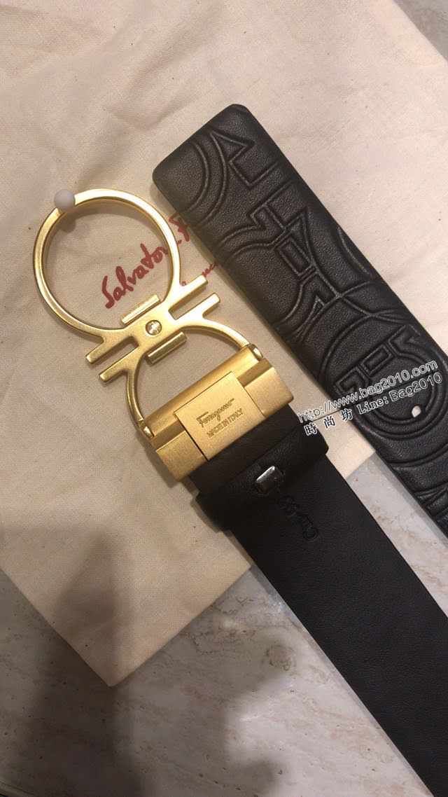 菲拉格慕男士皮帶 Ferragamo經典啞搶磨砂八字扣腰帶  jjp2133